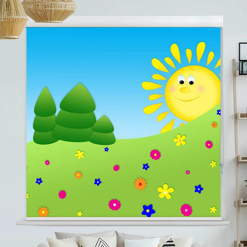 Kassettenrollo Motiv "Sonne und Wiese" | bis B 420 x H 420 cm