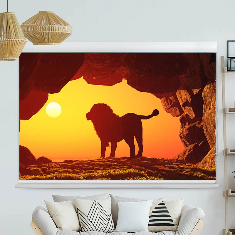 Kassettenrollo Motiv "Loewe Sonnenuntergang" | bis B 420 x H 420 cm
