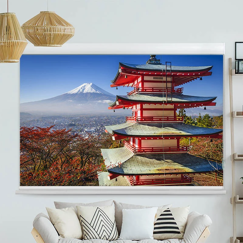 Kassettenrollo Motiv "Fuji im Herbst" | bis B 420 x H 420 cm