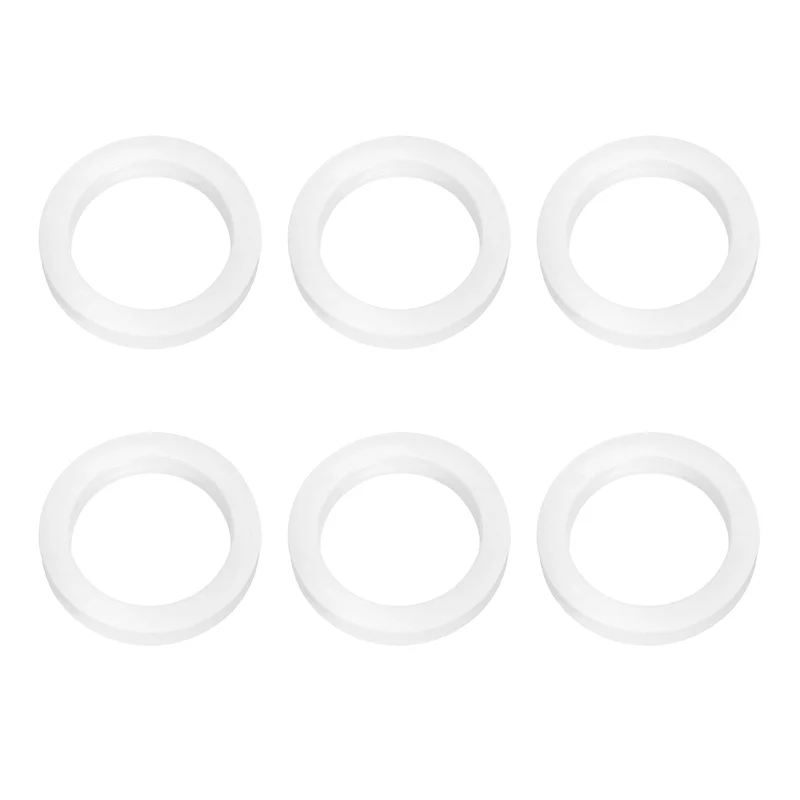 6Pcs Silicone Flat Washer DN25 1" Gasket Sealing O Rings, White