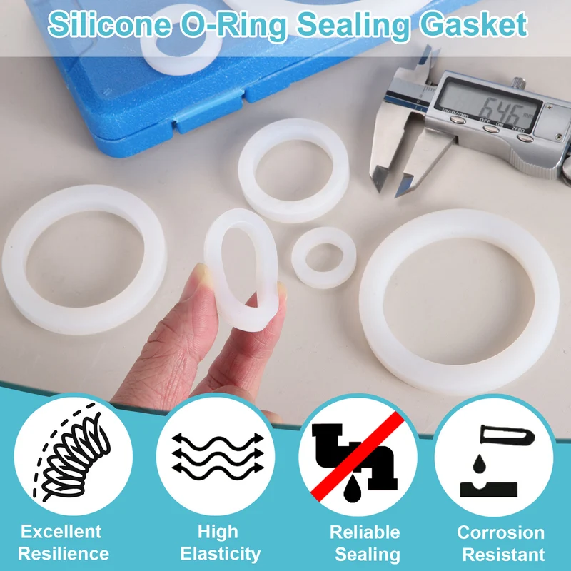 6Pcs Silicone Flat Washer DN25 1" Gasket Sealing O Rings, White