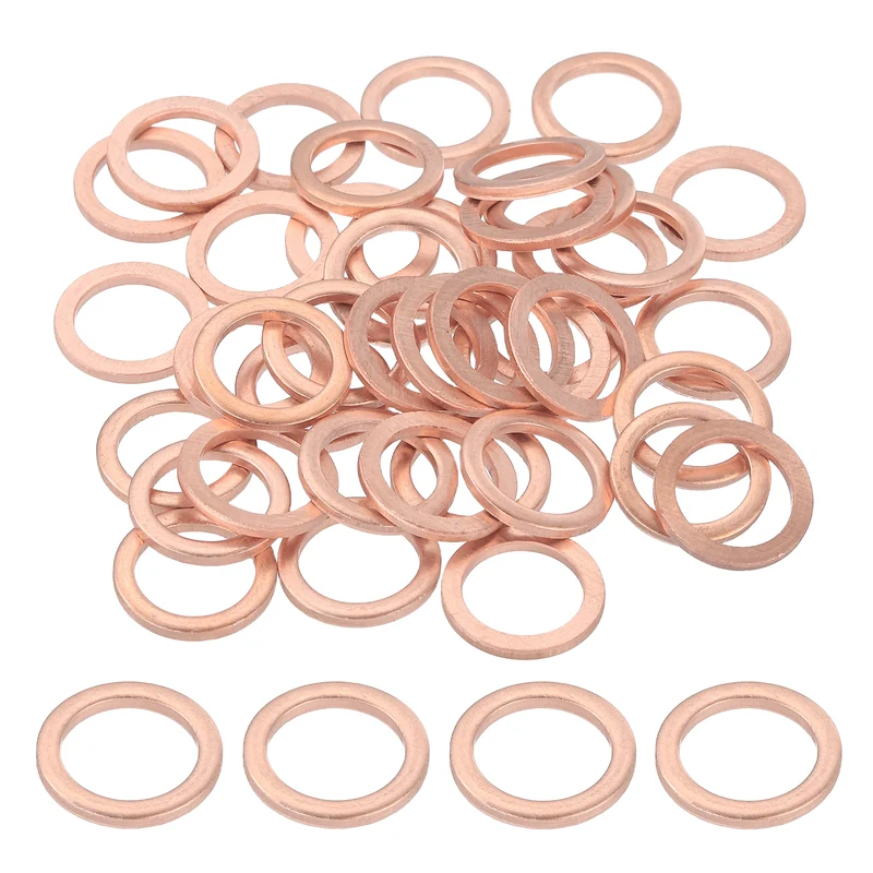 66pcs Copper Flat Washers M12x18x1mm Sealing Ring Plug Gaskets