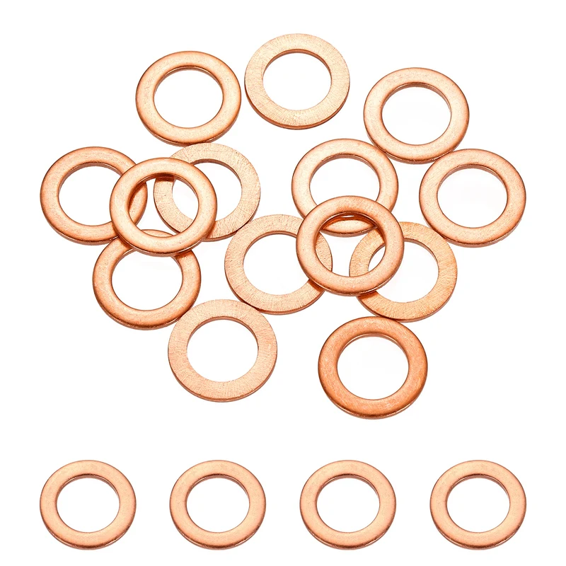 16 Pcs M10 Flat Washer, 10mm ID 16mm OD 1.5mm Thickness Copper Sealing Ring