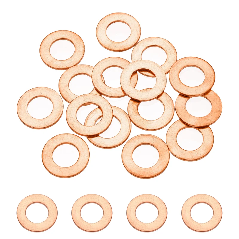 16 Pcs M10 Flat Washer, 12mm ID 22mm OD 1.5mm Thickness Copper Sealing Ring