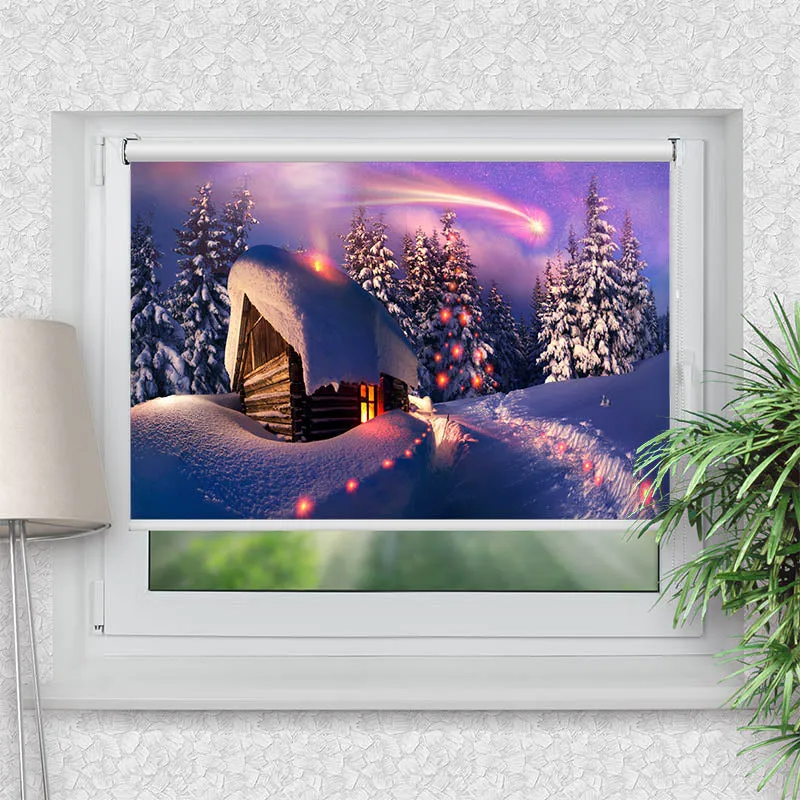 Klemmfix Rollo "Schneehuette Winterlandschaft" | Motiv-Klemmrollo