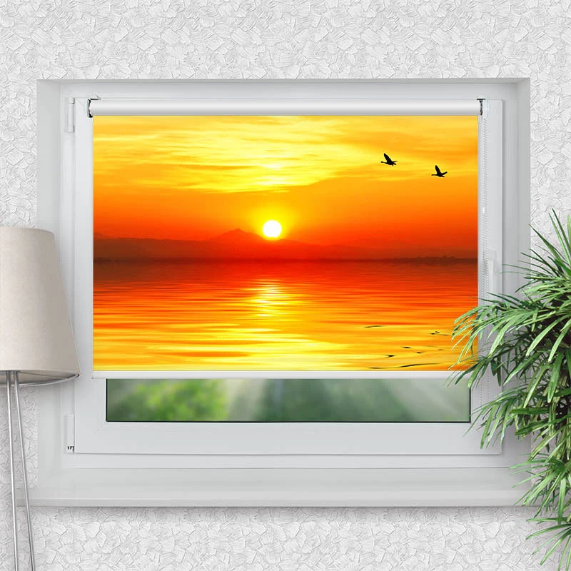 Klemmfix Rollo "Sonnenuntergang Meer" | Motiv-Klemmrollo
