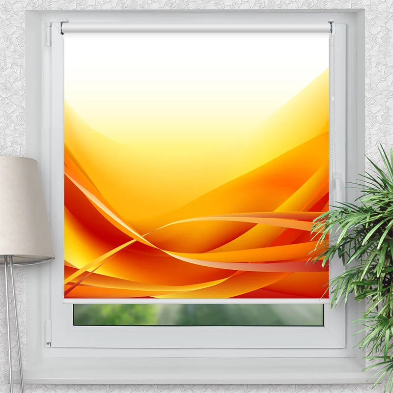 Klemmfix Rollo "Abstrakte Wellen Orange" | Motiv-Klemmrollo