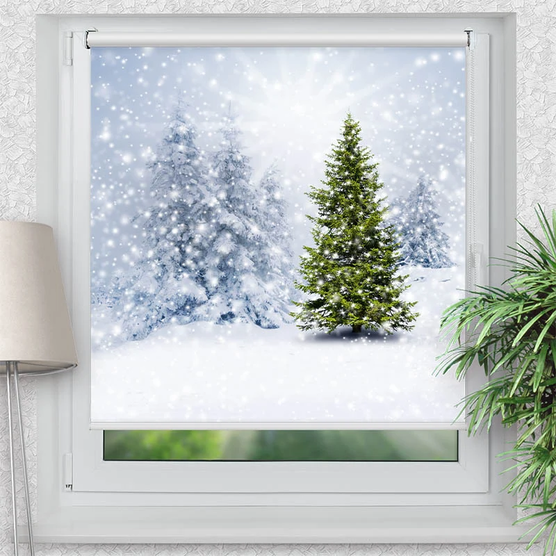 Klemmfix Rollo "Tannenbaum Winter" | Motiv-Klemmrollo