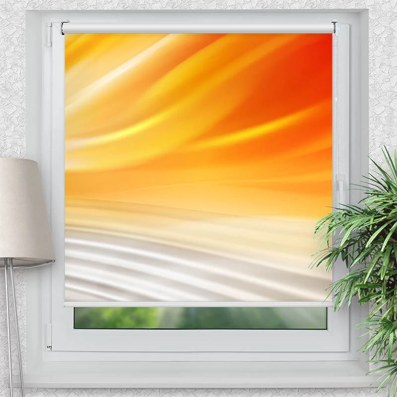 Klemmfix Rollo "Wellen Orange Grau" | Motiv-Klemmrollo