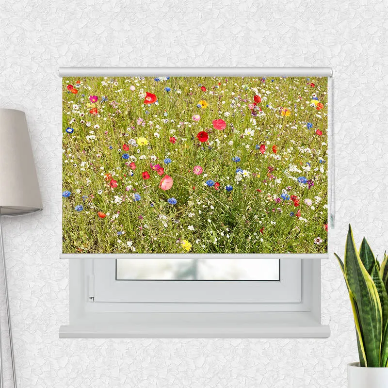 Motivrollo 'Wiese mit Wildblumen' | Bis B 430 x H 440 cm