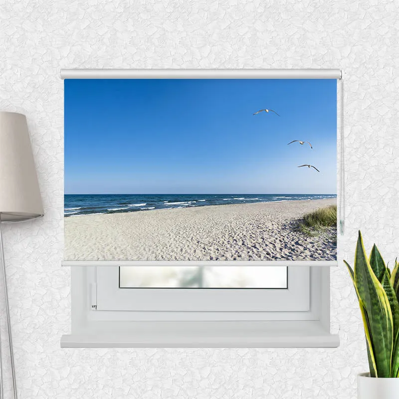 Motivrollo 'Strand mit Moewen' | Bis B 430 x H 440 cm