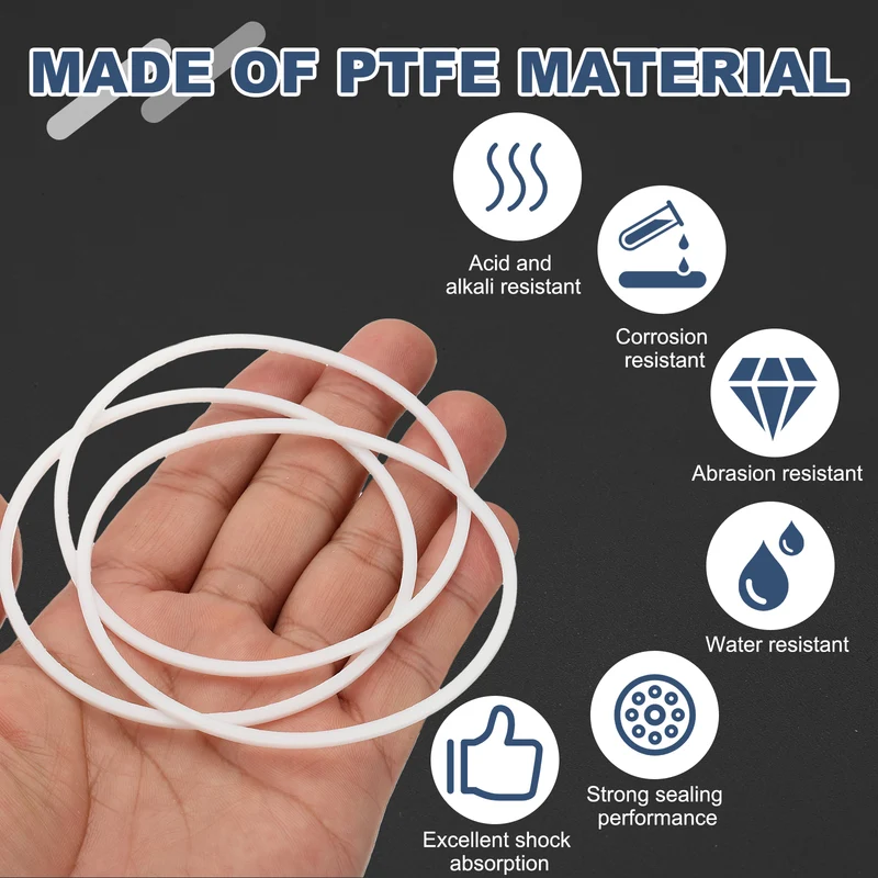 M75 PTFE Flat Washer, 8 Pcs 75x80x1.5mm O-Ring Sealing Gasket, White