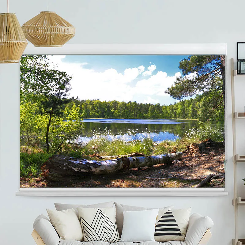 Kassettenrollo Motiv "Waldsee Panorama" | bis B 420 x H 420 cm