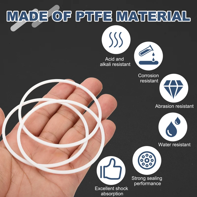 M70 PTFE Flat Washer, 8 Pcs 70x75x1.5mm O-Ring Sealing Gasket, White