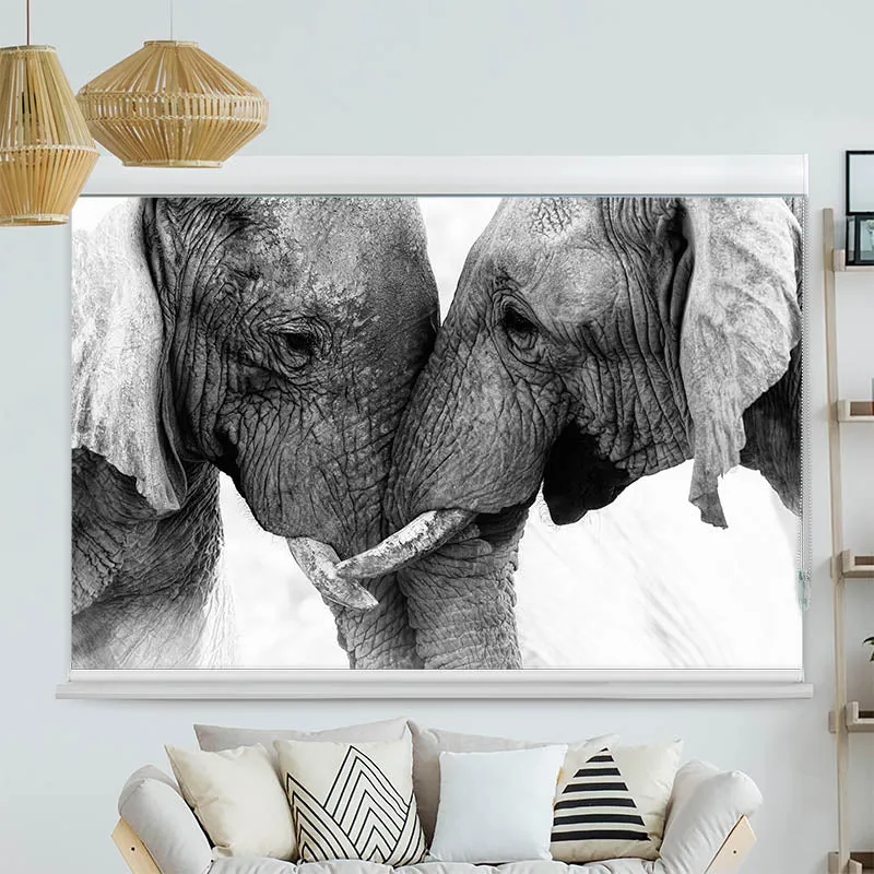Kassettenrollo Motiv "Afrika Lefanten" | bis B 420 x H 420 cm