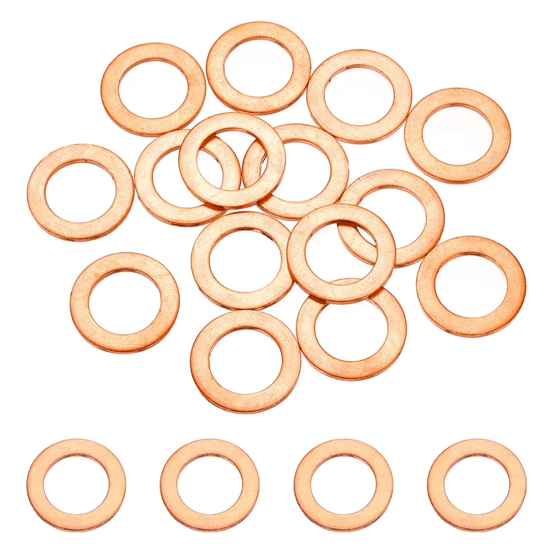 16 Pcs M10 Flat Washer, 14mm ID 22mm OD 1.5mm Thickness Copper Sealing Ring