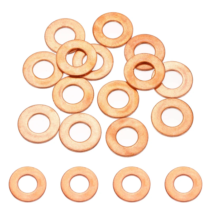 16 Pcs M10 Flat Washer, 10mm ID 20mm OD 1.5mm Thickness Copper Sealing Ring
