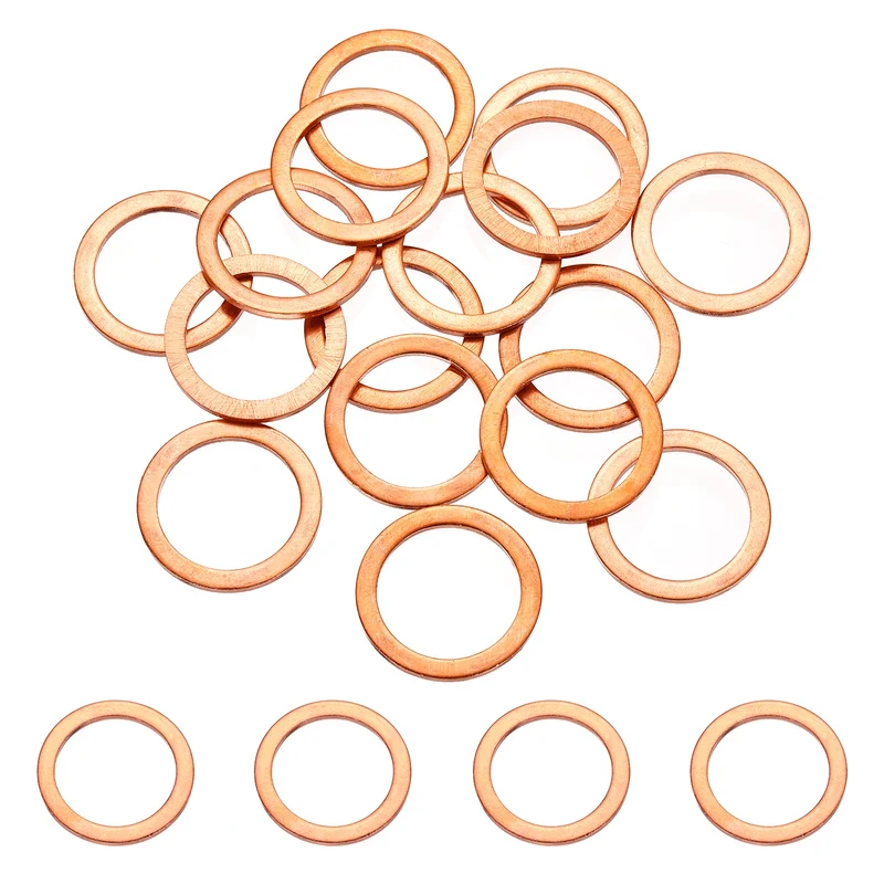 16 Pcs M10 Flat Washer, 18mm ID 24mm OD 1.5mm Thickness Copper Sealing Ring