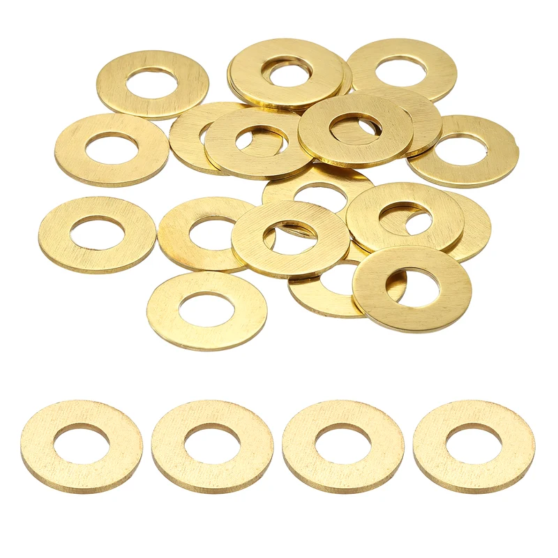 Flat Washers, (M6x14x1mm, Golden) (32 Pcs), Brass Sealing Gasket Rings