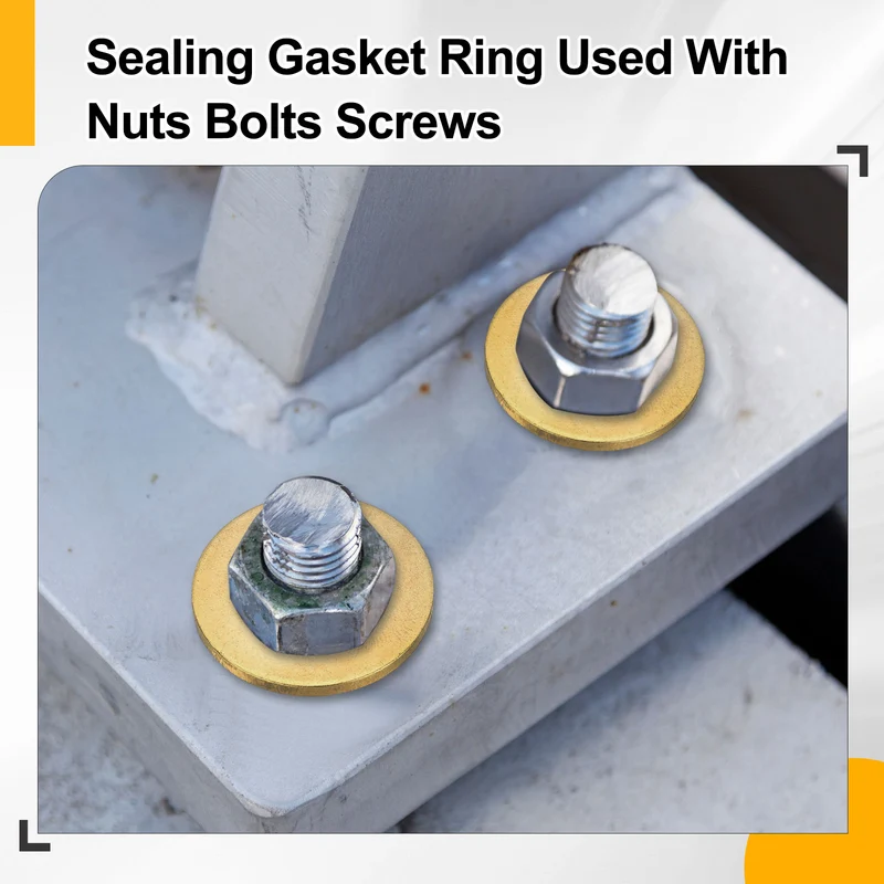 Flat Washers, (M6x14x1mm, Golden) (32 Pcs), Brass Sealing Gasket Rings