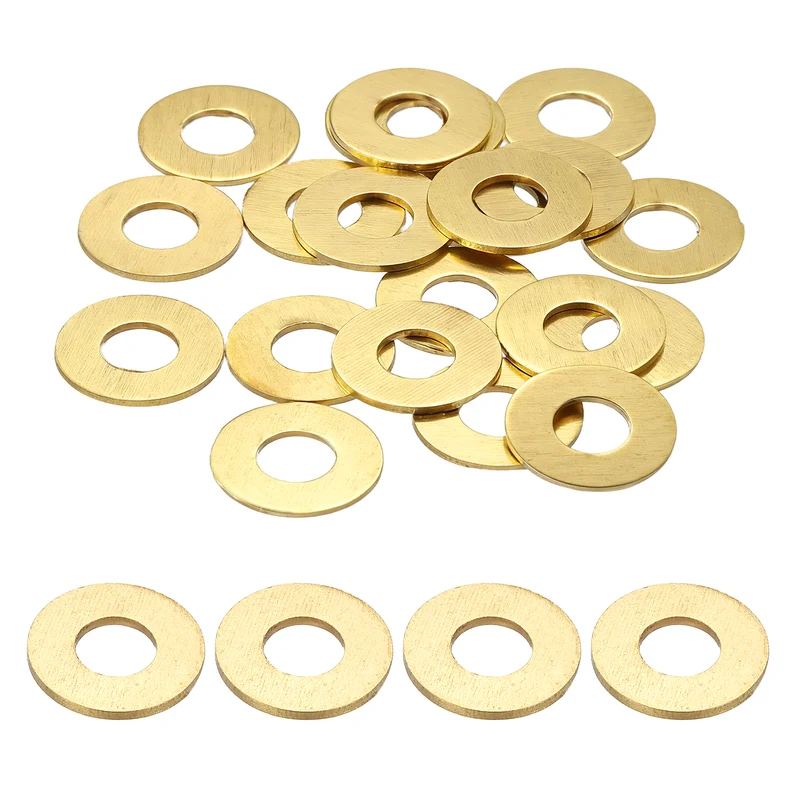 Flat Washers, (M4x9x1mm, Golden) (25 Pcs), Brass Sealing Gasket Rings