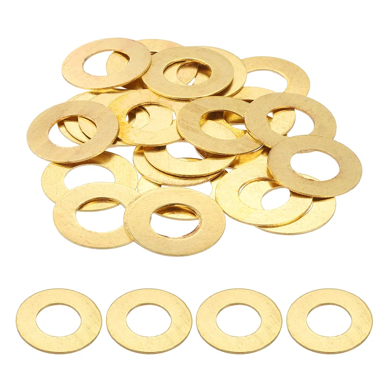Flat Washers, (M12x24x1mm, Golden) (32 Pcs), Brass Sealing Gasket Rings