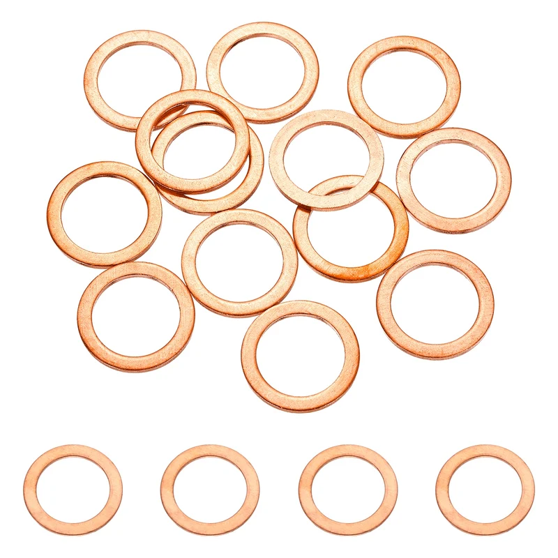 16 Pcs M10 Flat Washer, 16mm ID 22mm OD 1.5mm Thickness Copper Sealing Ring