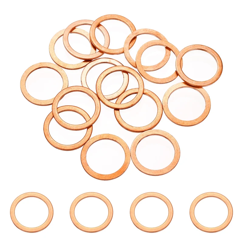 16 Pcs M10 Flat Washer, 20mm ID 26mm OD 1.5mm Thickness Copper Sealing Ring