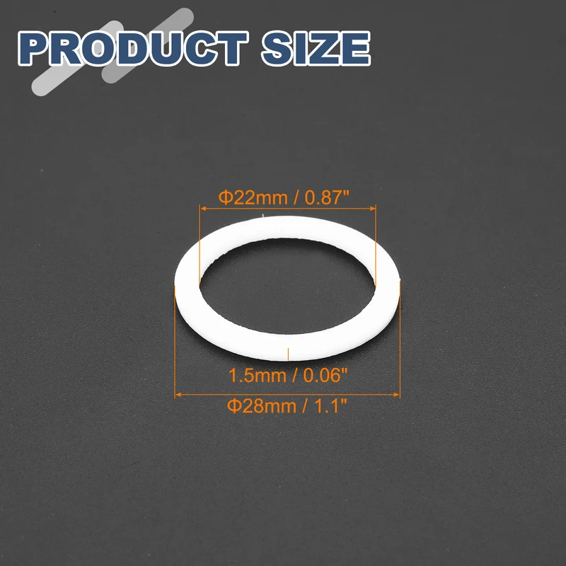 M22 PTFE Flat Washer, 30 Pcs 22x28x1.5mm O-Ring Sealing Gasket, White