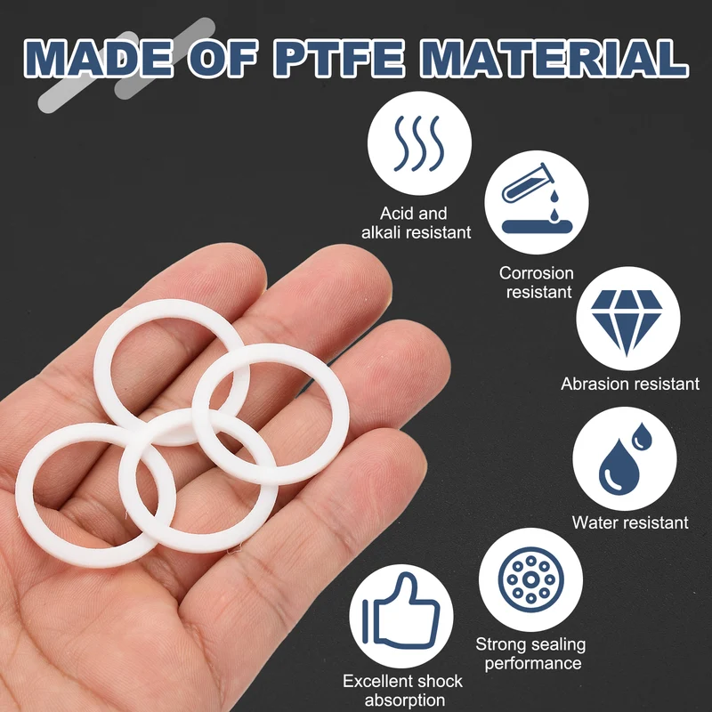M22 PTFE Flat Washer, 30 Pcs 22x28x1.5mm O-Ring Sealing Gasket, White
