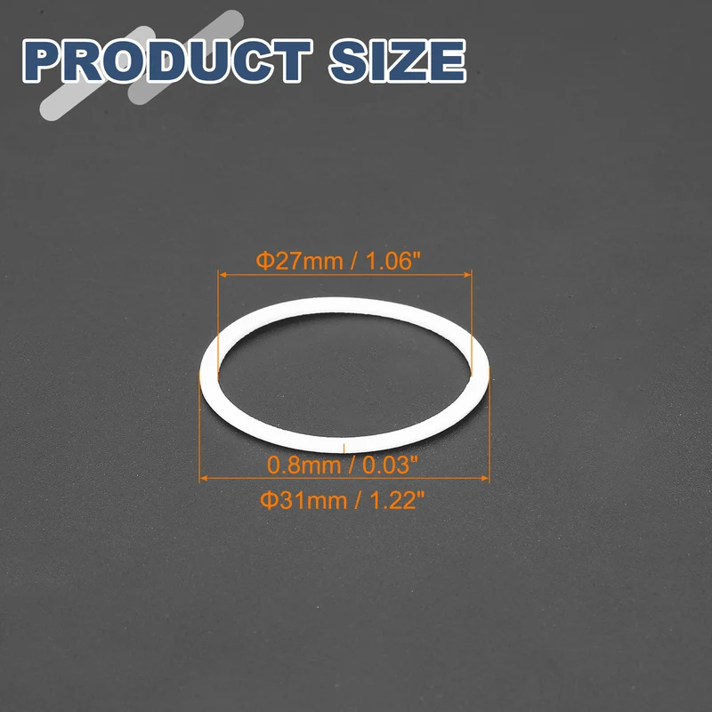 M27 PTFE Flat Washer, 60 Pcs 27x31x0.8mm O-Ring Sealing Gasket, White