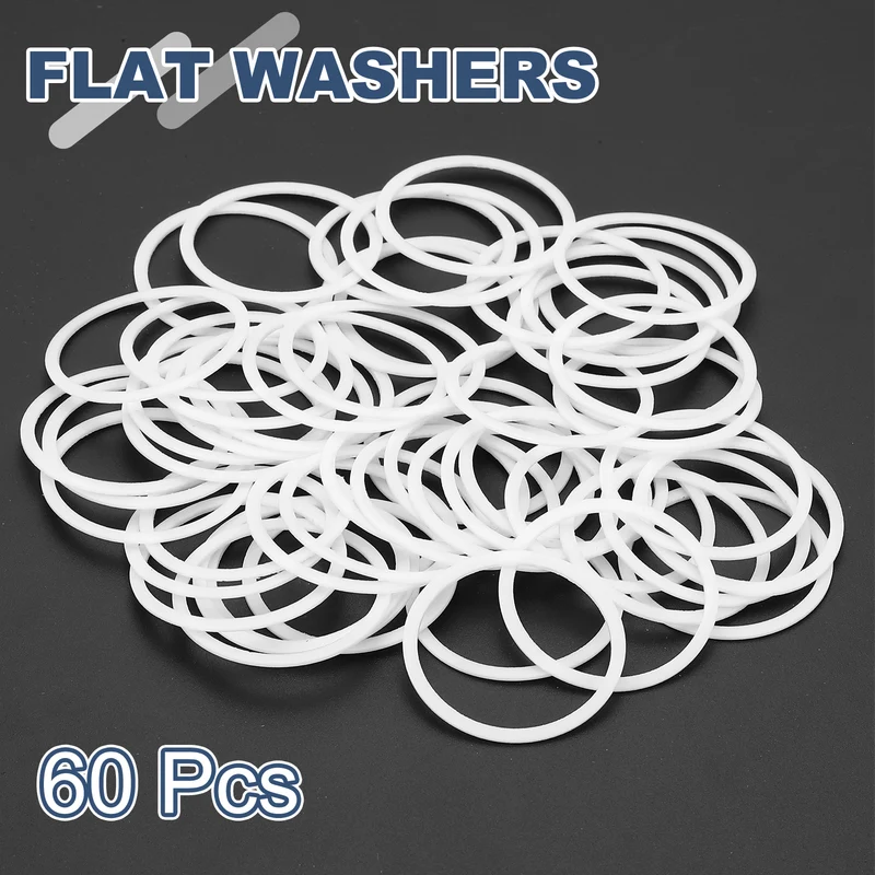 M27 PTFE Flat Washer, 60 Pcs 27x31x0.8mm O-Ring Sealing Gasket, White