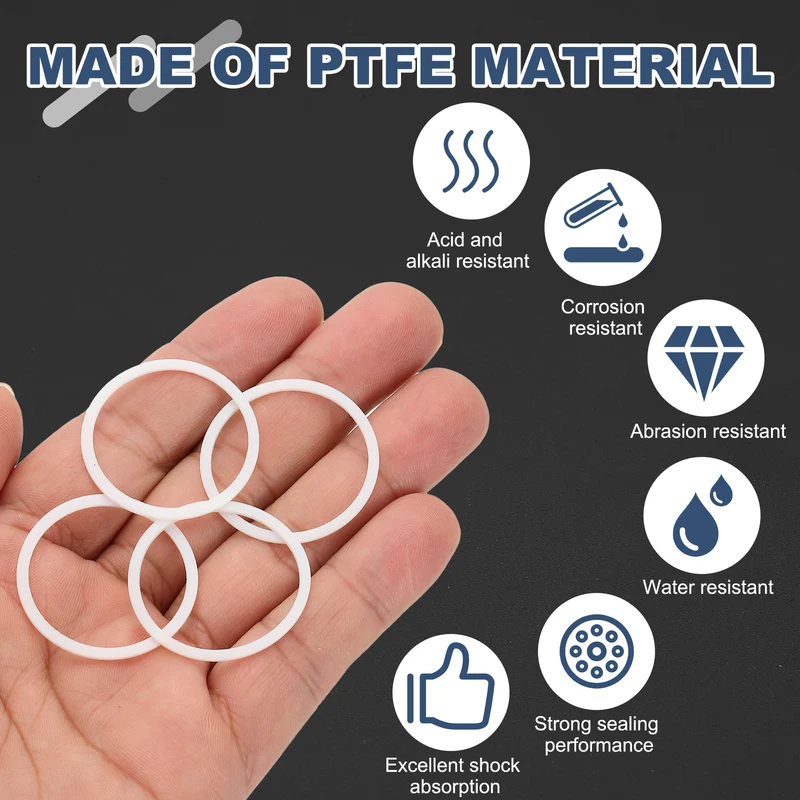 M27 PTFE Flat Washer, 60 Pcs 27x31x0.8mm O-Ring Sealing Gasket, White