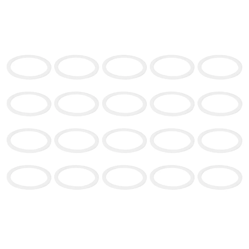 M20 PTFE Flat Washer, 60 Pcs 20x24x0.8mm O-Ring Sealing Gasket, White