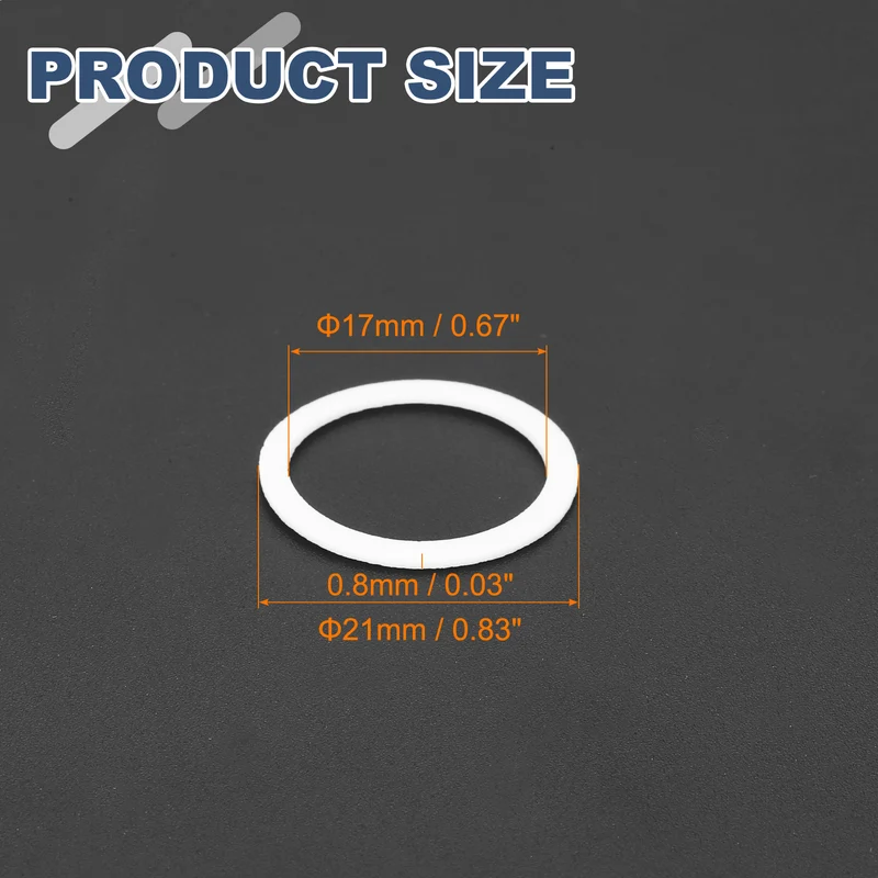 M17 PTFE Flat Washer, 60 Pcs 17x21x0.8mm O-Ring Sealing Gasket, White