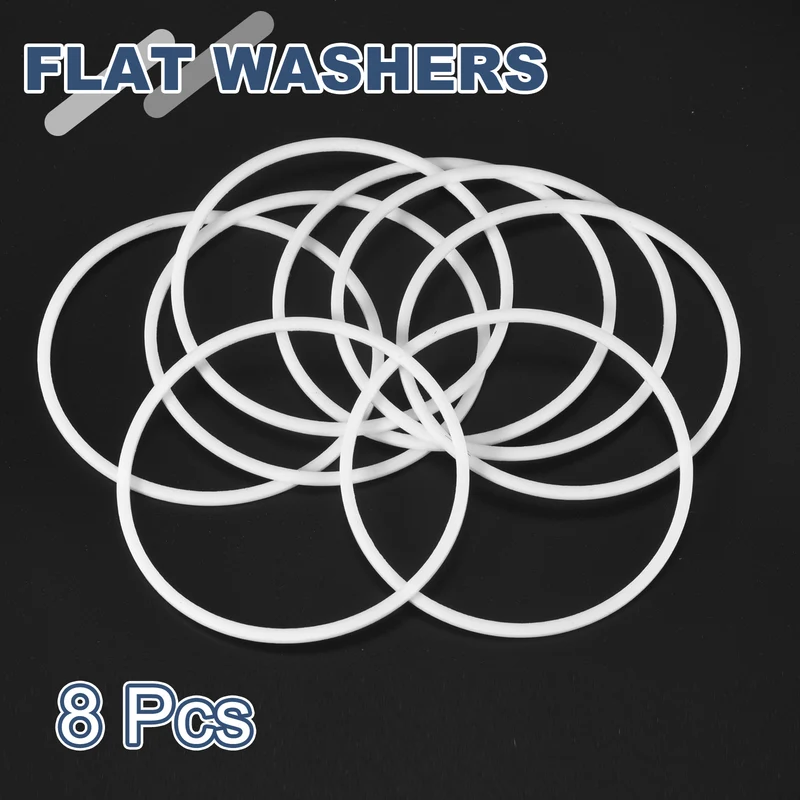 M65 PTFE Flat Washer, 8 Pcs 65x70x1.5mm O-Ring Sealing Gasket, White