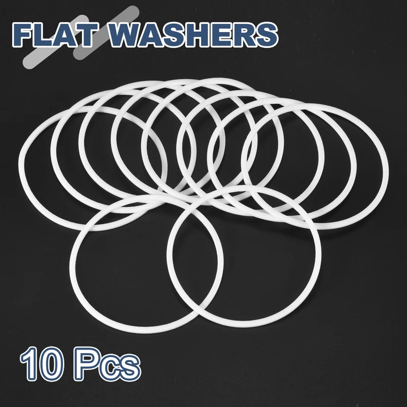 M63 PTFE Flat Washer, 10 Pcs 63x68x1.5mm O-Ring Sealing Gasket, White