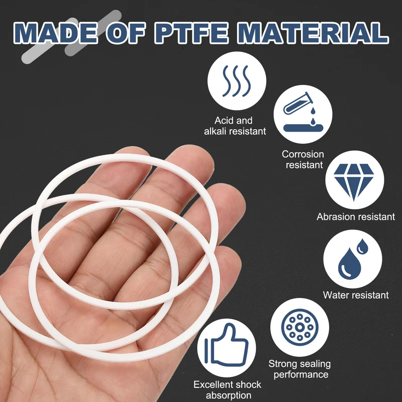 M63 PTFE Flat Washer, 10 Pcs 63x68x1.5mm O-Ring Sealing Gasket, White