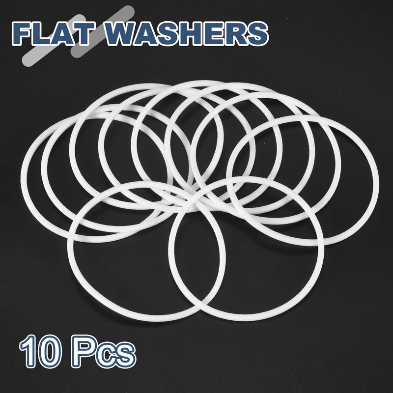 M60 PTFE Flat Washer, 10 Pcs 60x65x1.5mm O-Ring Sealing Gasket, White