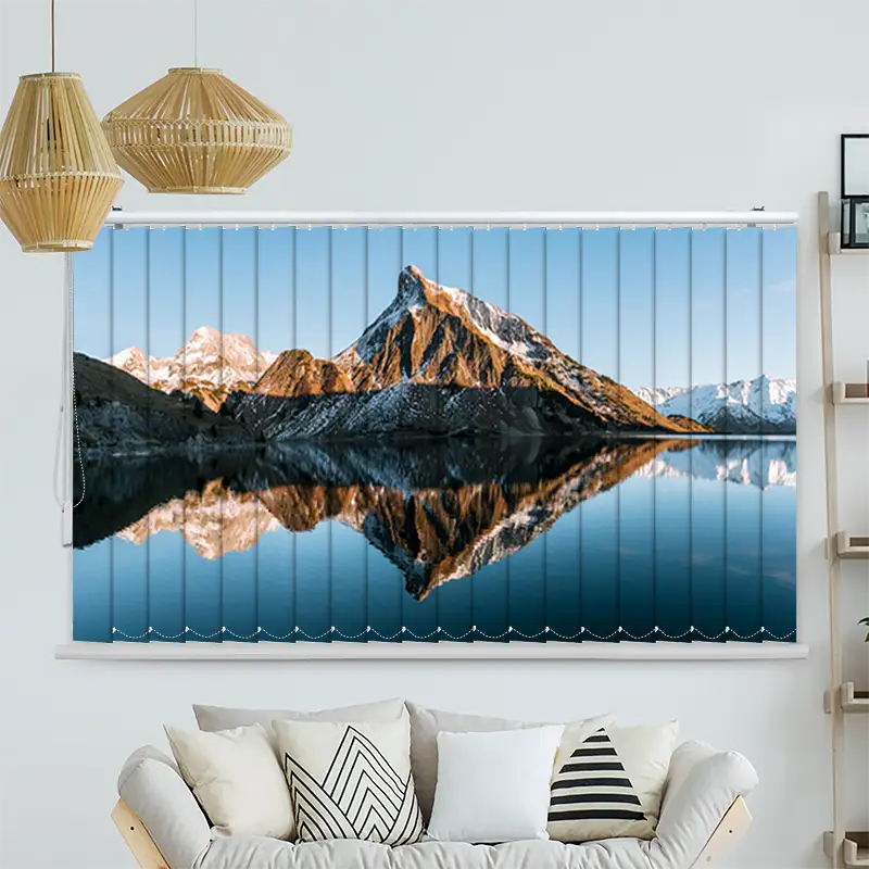 Lamellenvorhang Motiv "Sonnenuntergang am Bergsee"