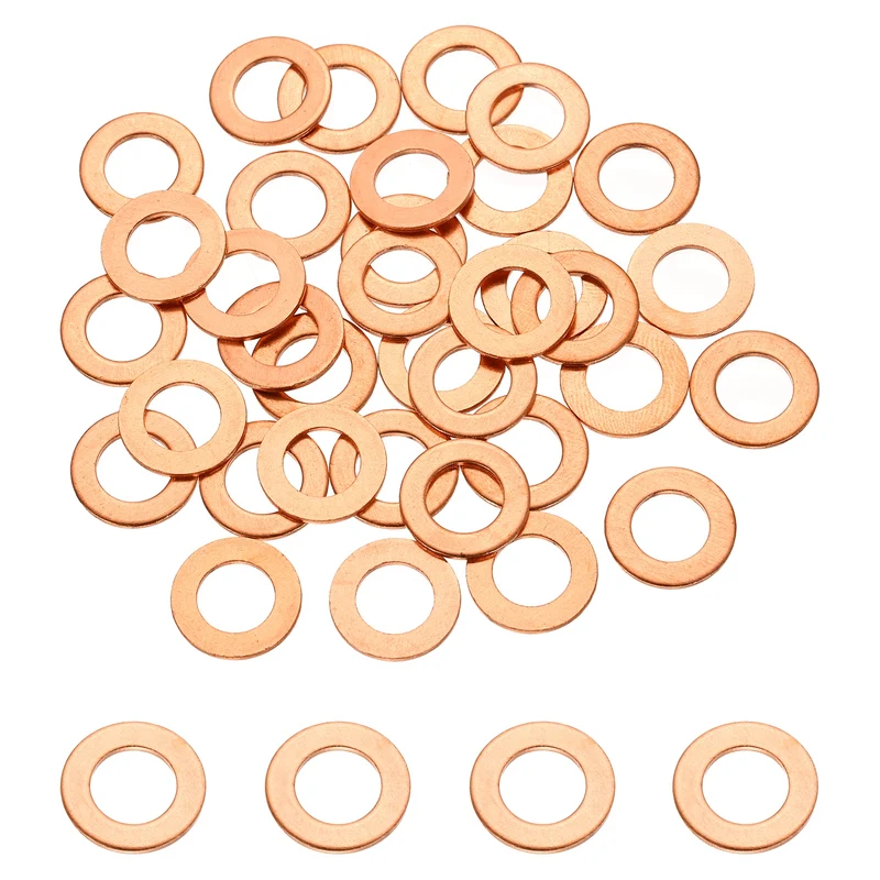56 Pcs M8 Flat Washer, 8mm ID 14mm OD 1mm Thickness Copper Sealing Ring