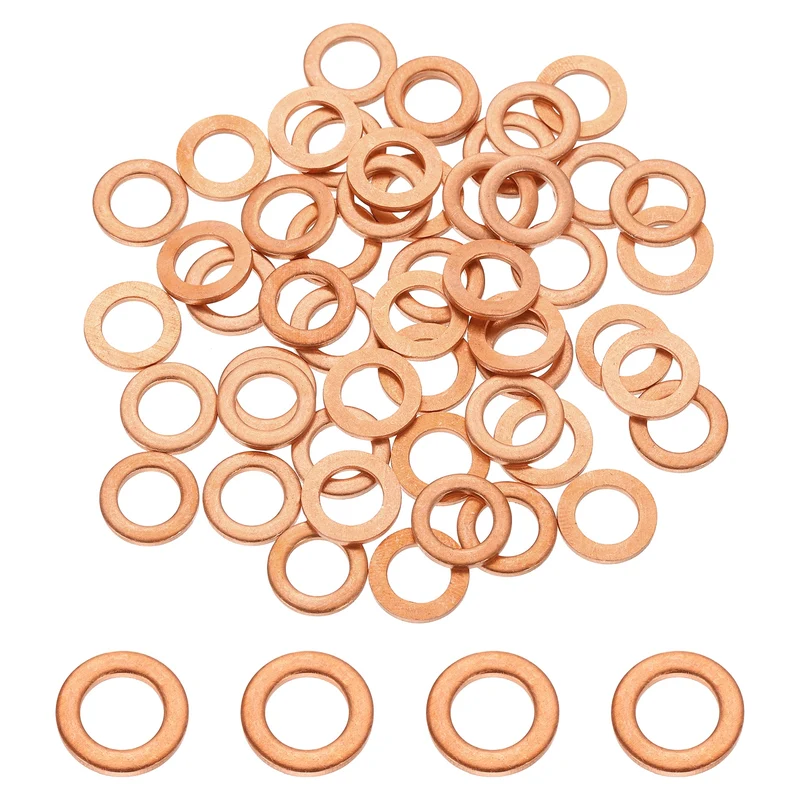 56 Pcs M8 Flat Washer, 8mm ID 13mm OD 1.5mm Thickness Copper Sealing Ring