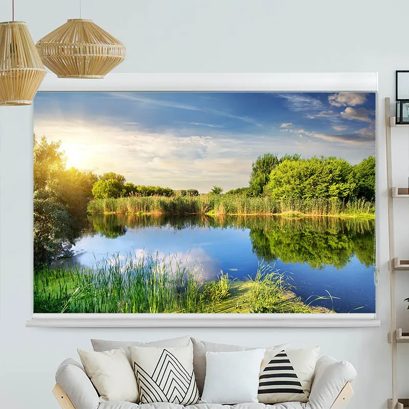 Kassettenrollo Motiv "Idyllischer Waldsee" | bis B 420 x H 420 cm