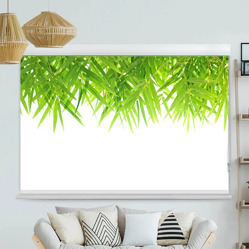 Kassettenrollo Motiv "Bambus Blaetter Oben" | bis B 420 x H 420 cm