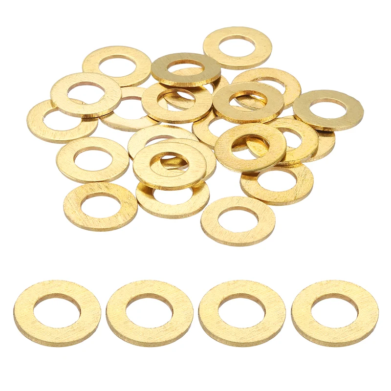 Flat Washers, (M6x12x1mm, Golden) (32 Pcs), Brass Sealing Gasket Rings