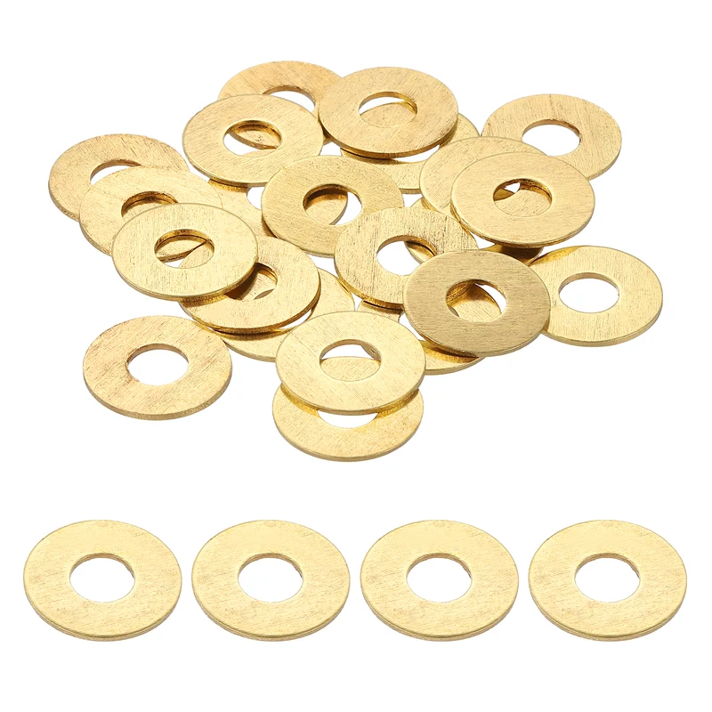 Flat Washers, (M6x16x1mm, Golden) (25 Pcs), Brass Sealing Gasket Rings