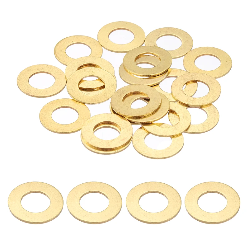 Flat Washers, (M8x16x1mm, Golden) (25 Pcs), Brass Sealing Gasket Rings