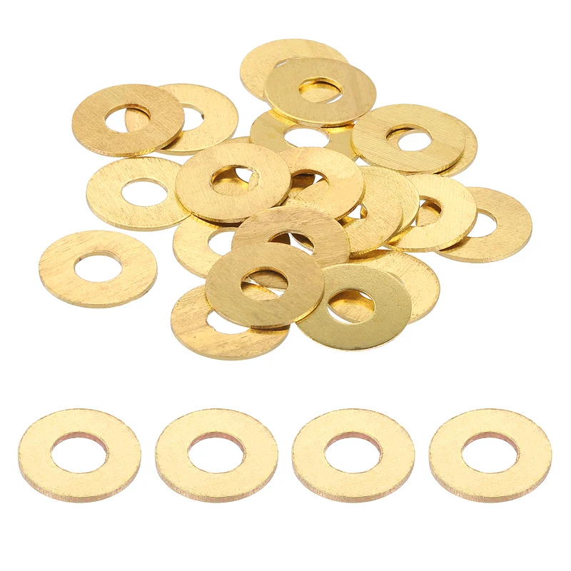 Flat Washers, (M5x12x1mm, Golden) (25 Pcs), Brass Sealing Gasket Rings