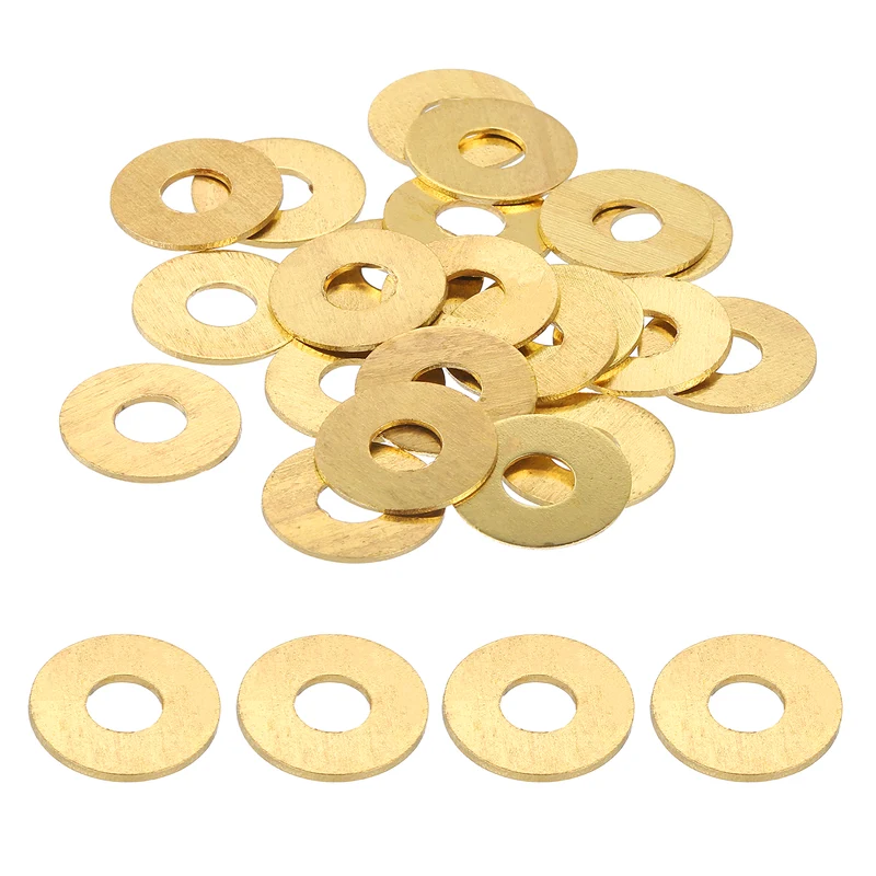 Flat Washers, (M5x14x1mm, Golden) (25 Pcs), Brass Sealing Gasket Rings