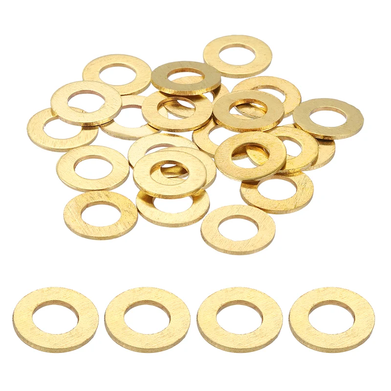 Flat Washers, (M5x10x1mm, Golden) (25 Pcs), Brass Sealing Gasket Rings